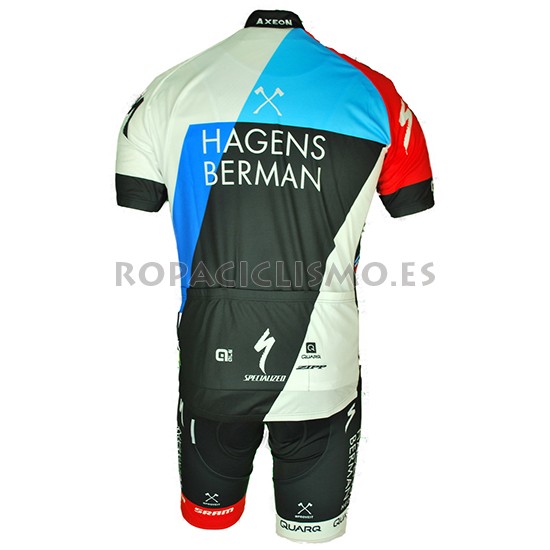 2018 Maillot Axeon Hagens Berman Tirantes Mangas Cortas Azul Neg